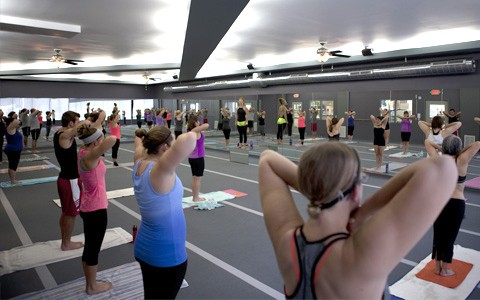 Hot Yoga class in session at Kula Yoga Studio